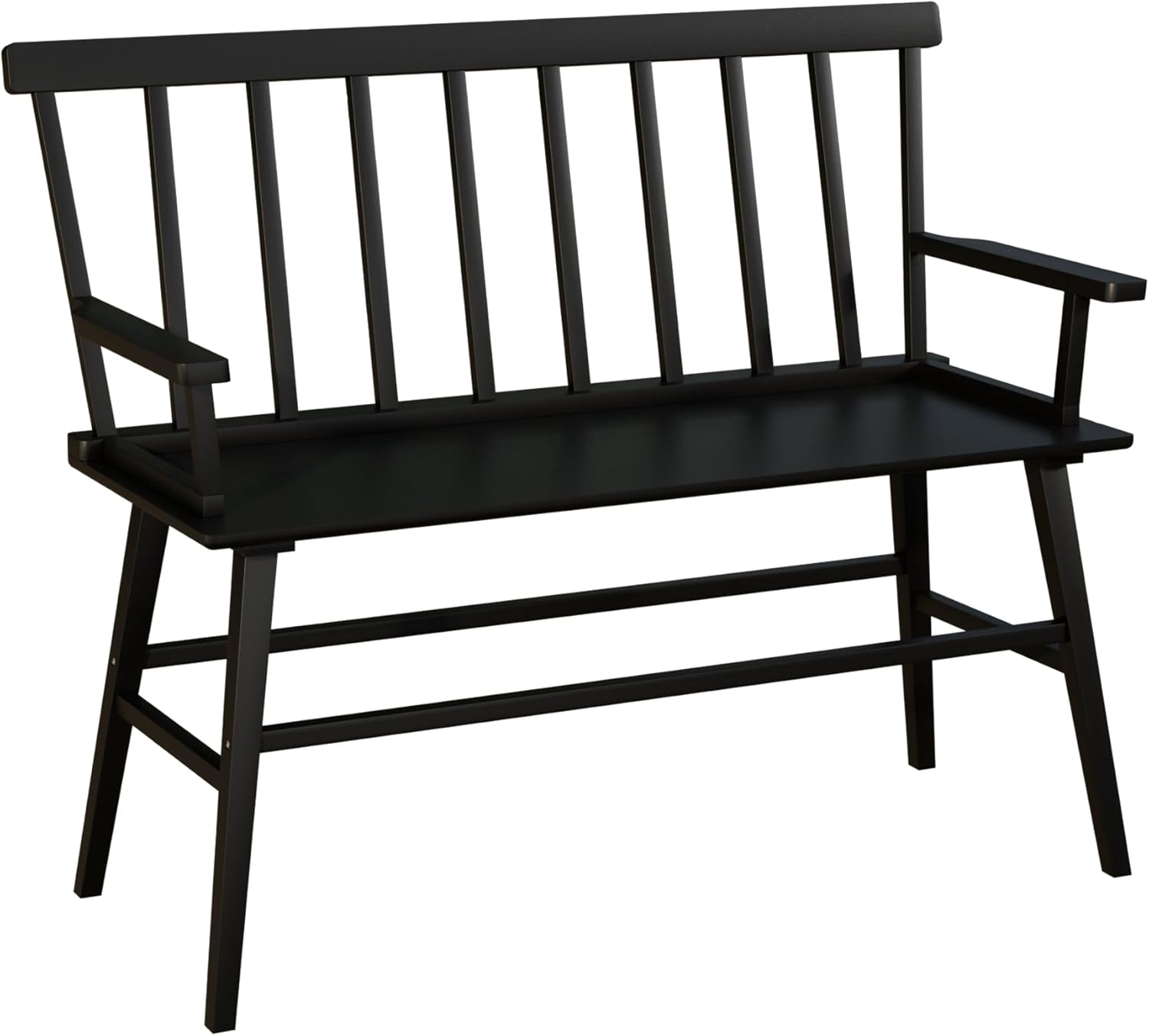 Wisuce Bamboo Dining Bench, Entryway Bench with Spindle Back (Black) | Bamboo & H-Shaped Support, Ergonomic Tilted Spindle Back, Multi-Scene Use, Easy Assembly & Maintenance