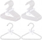 Wesiti Small Pearl Hanger Mini Pearl Metal Elegant Clothes Hangers with Ribbon for Women Dog Cat (White,10 Pcs)