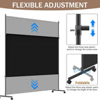 Single Panel Room Divider/Privacy Screen with Caster Wheels and Brakes - Stylish and Versatile Partition for Home,Office,School and Restauran (Black, 6FT*6FT)