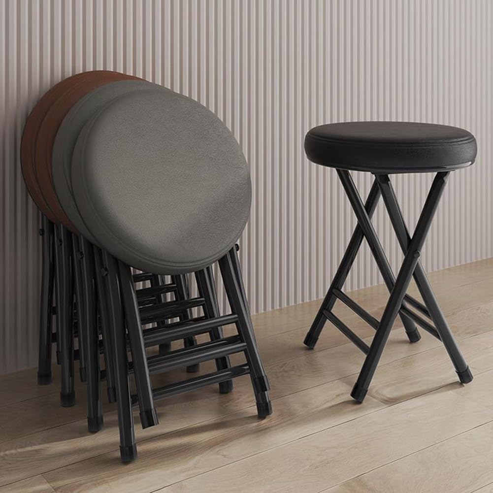 Portable Folding Bar Stool 20in Backless Chair Round Padded Breakfast Barstool for Living Room Bedroom