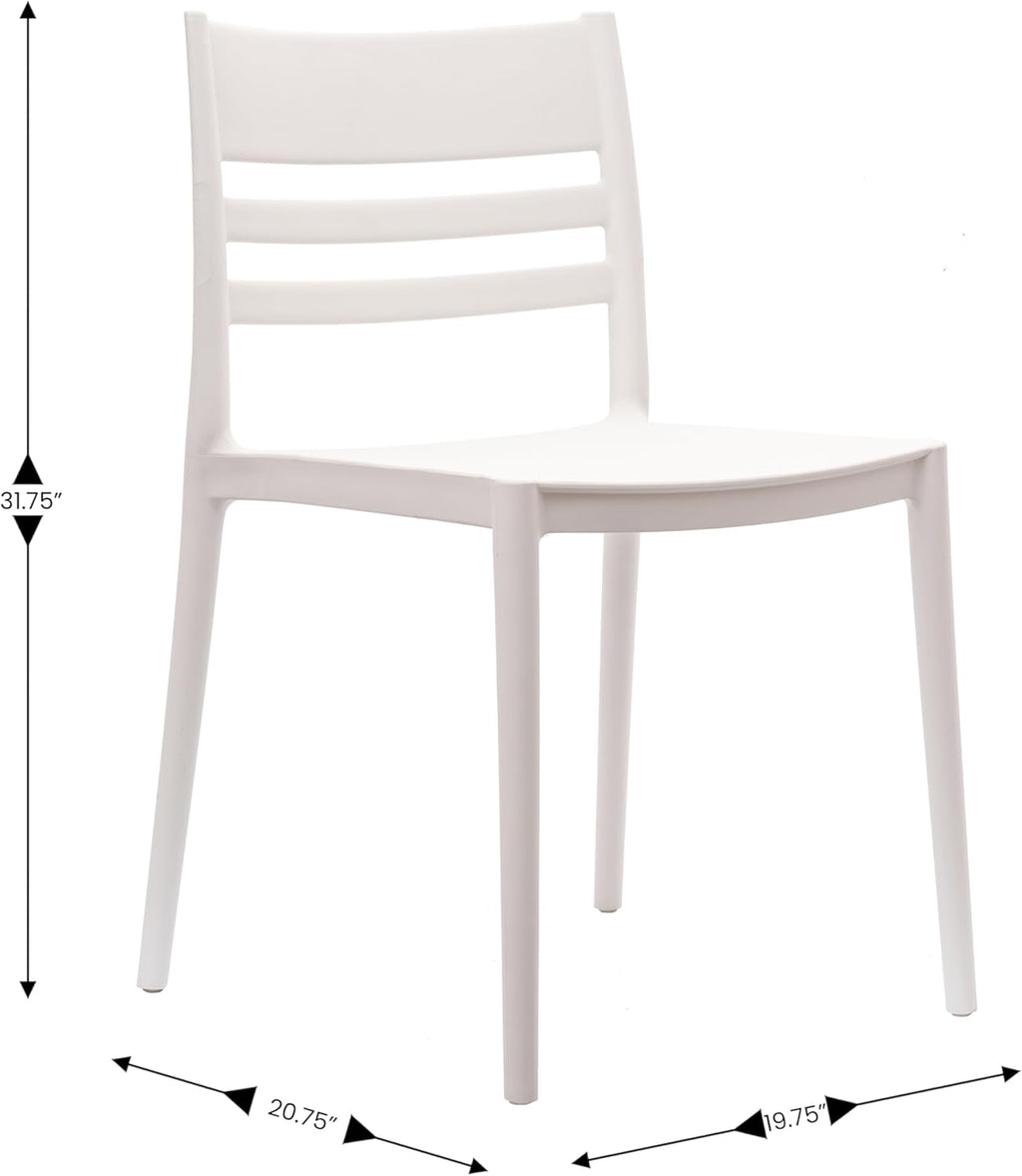 Flash Furniture Bridgeport Slat Back Patio Chair with Contoured Seat, Commercial All-Weather Stacking Resin Chair, UV Resistant, Indoor-Outdoor, White, Set of 4