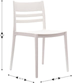 Flash Furniture Bridgeport Slat Back Patio Chair with Contoured Seat, Commercial All-Weather Stacking Resin Chair, UV Resistant, Indoor-Outdoor, White, Set of 4