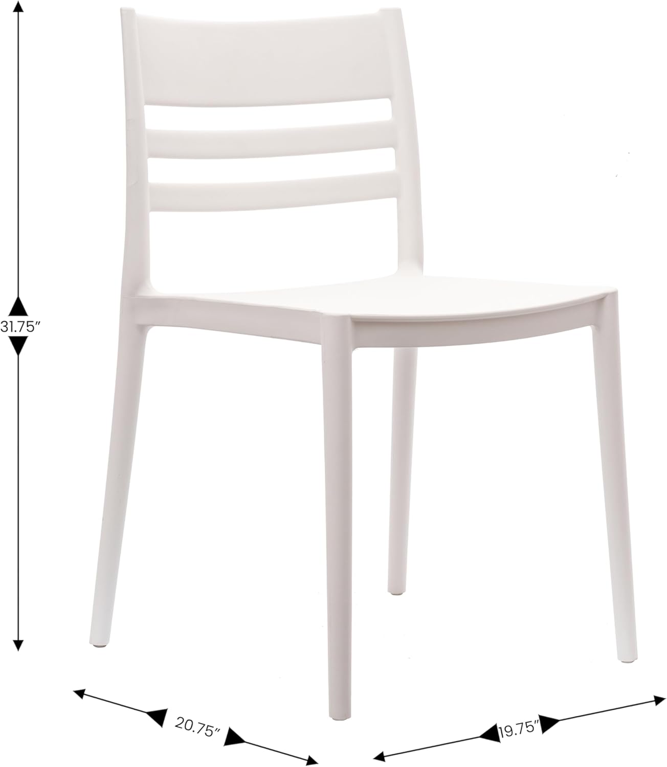 Flash Furniture Bridgeport Slat Back Patio Chair with Contoured Seat, Commercial All-Weather Stacking Resin Chair, UV Resistant, Indoor-Outdoor, White, Set of 4