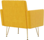 Olela Velvet Accent Chair with Arm for Living Room,Modern Armchair Single Sofa Cozy Tufted Upholstered Reading Side Chairs with Gold Metal Leg for Bedroom Decorate(1, Mustard Yellow)