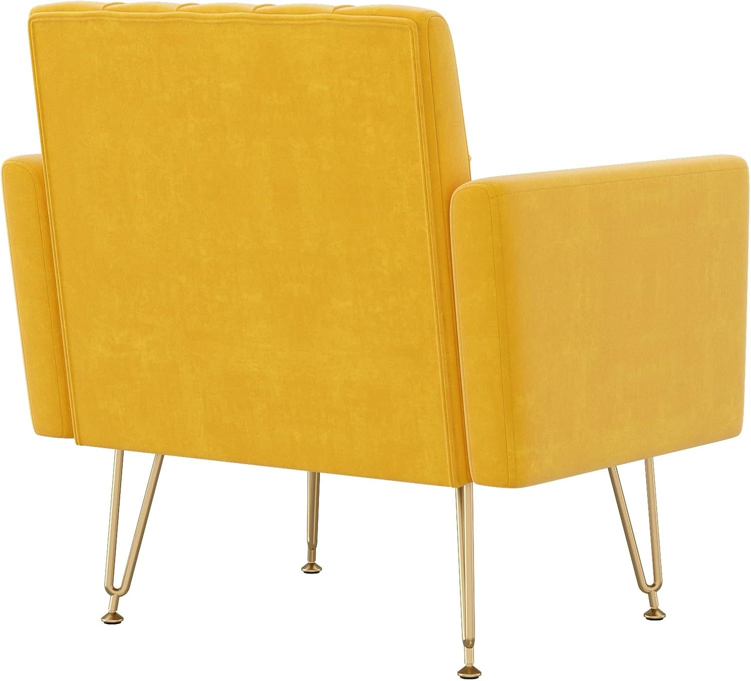 Olela Velvet Accent Chair with Arm for Living Room,Modern Armchair Single Sofa Cozy Tufted Upholstered Reading Side Chairs with Gold Metal Leg for Bedroom Decorate(1, Mustard Yellow)