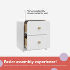 Storkcraft Next Santos 2-Drawer Nightstand, White with Natural | GREENGUARD Gold Certified, Pre-Installed Drawer Tracks for Easier Assembly, Nightstand Organizer for Kids Bedroom