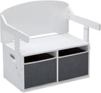 Delta Children MySize Kids Convertible Activity Bench - Greenguard Gold Certified, Bianca White