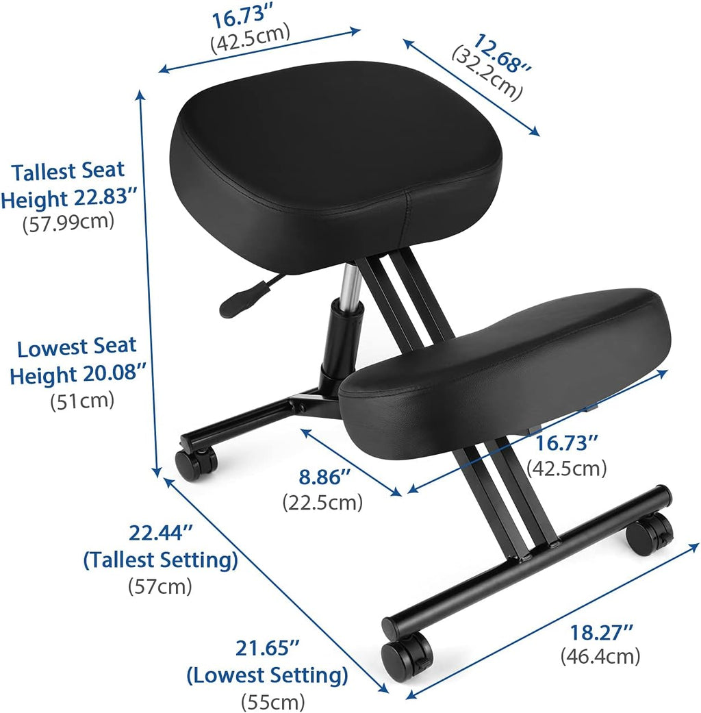Himimi Kneeling Chair Ergonomic for Office, Height Adjustable Stool with Thick Foam Cushions for Home and Office - Improve Posture to Relieve Neck & Back Pain, New Upgraded Pneumatic Pump