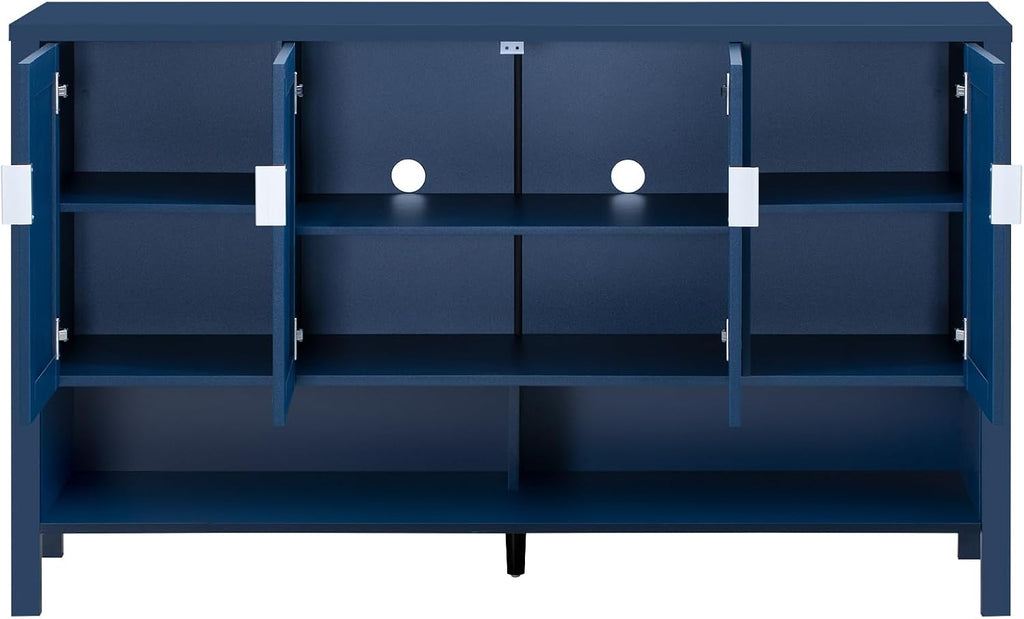 Virubi 55" Sideboard Buffet Cabinet with Storage and Double Hooks, Modern Wood Coffee Bar Cabinet with Open Shelf and 2-Tiers Adjustable Shelves for Living Room, Hallway, Dining, Navy Blue