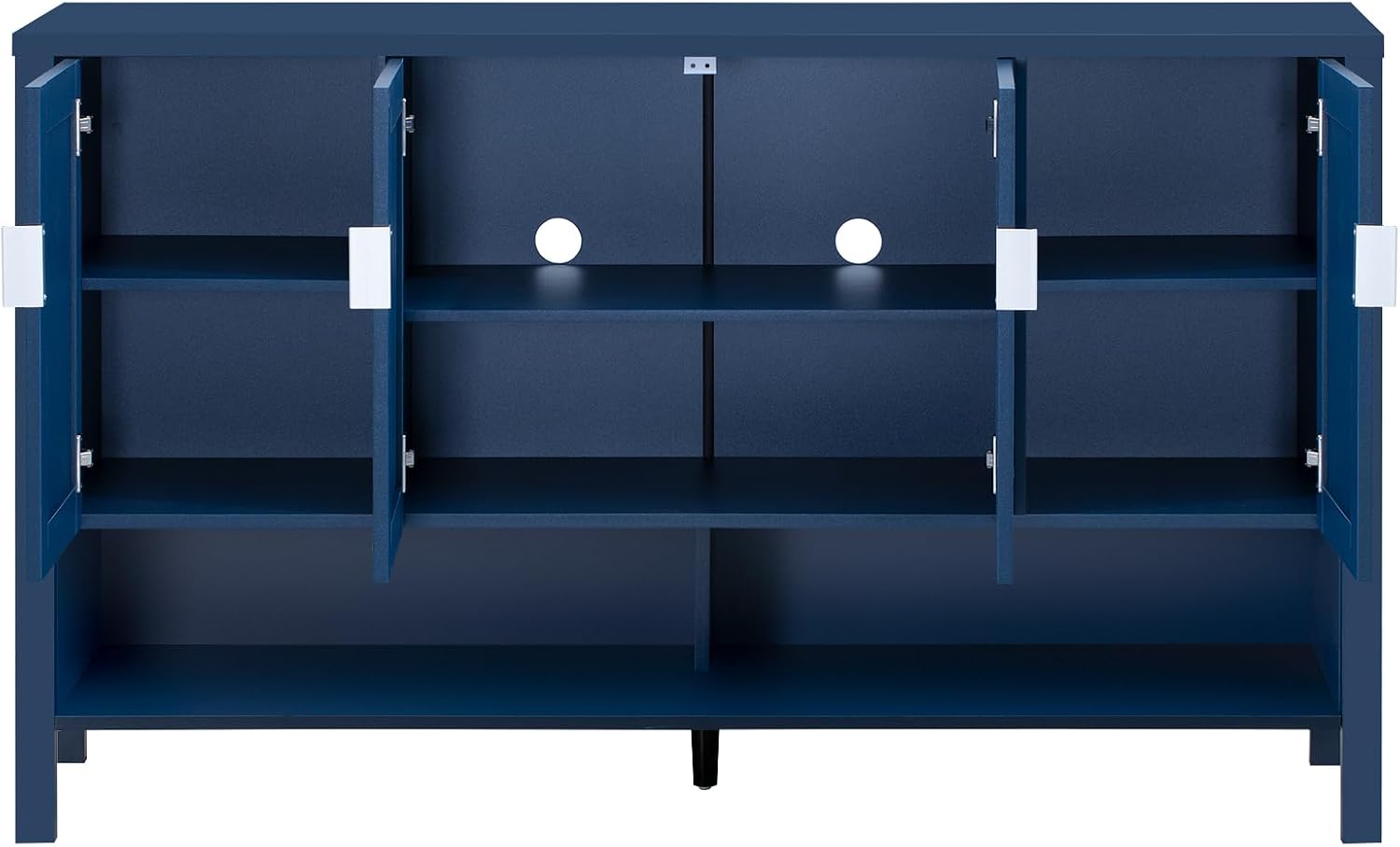 Virubi 55" Sideboard Buffet Cabinet with Storage and Double Hooks, Modern Wood Coffee Bar Cabinet with Open Shelf and 2-Tiers Adjustable Shelves for Living Room, Hallway, Dining, Navy Blue