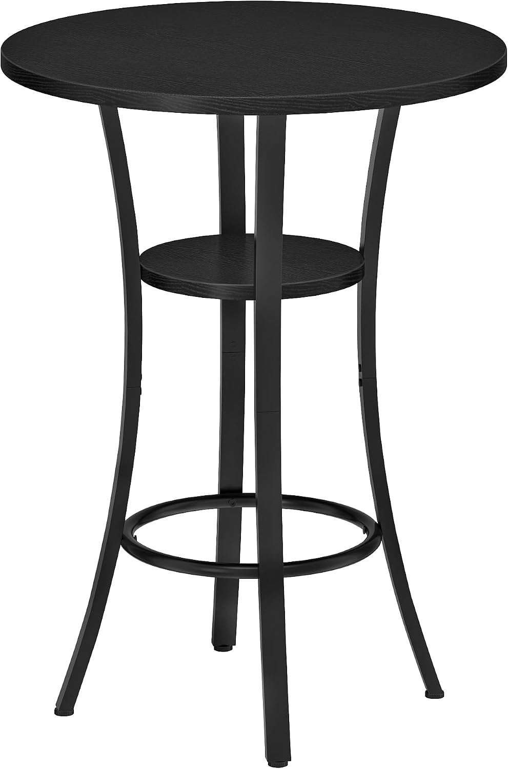 CHOEZON Round Bar Table, 2-Tier High Top & Counter Height Dining Table, Small Kitchen Dining Tables, for Bistro, Pub, Kitchen, Living Room, Black TBT03BB