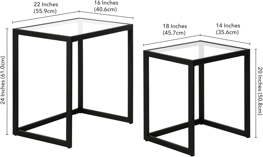 Henn&Hart Rectangular Nested Side Table in Blackened Bronze, Table for Living Room, Bedroom
