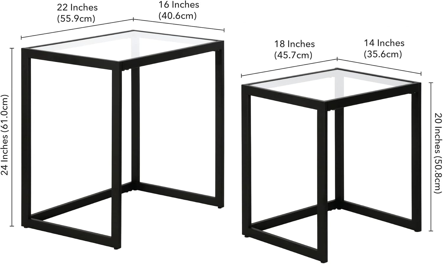 Henn&Hart Rectangular Nested Side Table in Blackened Bronze, Table for Living Room, Bedroom