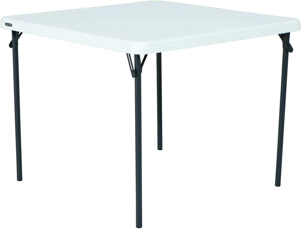 LIFETIME 80783 37-Inch Commercial Grade Square Folding Card Table, White Granite