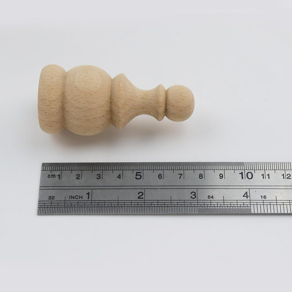 6 Pcs Decorative Wood Finials Unfinished Wood Craft Finials for DIY Projects Home Decor Staircase Woodworking Furniture Bed Post Finial, 1.4x3.0 Inch