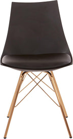OSP Home Furnishings Oakley Mid-Century Modern Bucket Dining Chair with Faux Leather Padded Seat, Black