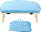Meditation Bench, Wooden Yoga Stool, Ergonomic Kneeling Chair with Soft Cushion & Carry Bag, Ideal for Home Meditation (Blue)