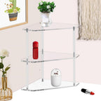 Acrylic Corner Side Table, 3 Tier Triangular End Table, Small Side for Living Room Bedroom Study Arrangement, Stable and Space Saving, 8.9 X 8.9 X 11.8in