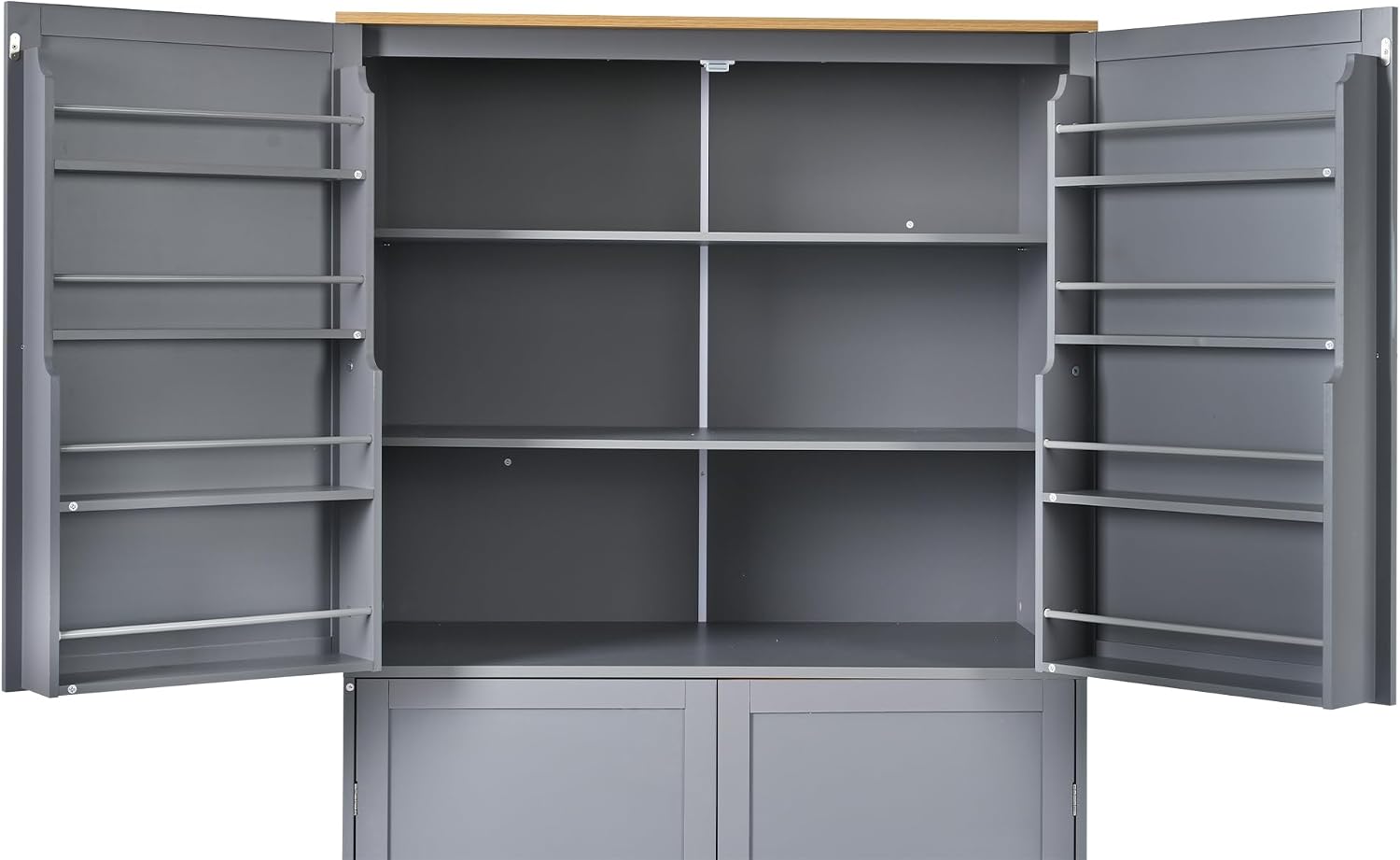 JIJIWANG High Freestanding Kitchen 40.2x20x71.3inch Pantry Large Cupboard Storage Cabinet with 2 Drawers,2 Adjustable Shelves,8 Door Shelves for Kitchen, Living Room, Dining Room,Gray