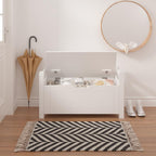 Kids Toy Storage Box with Cushion Seat & Flip-Top Lid – White Wooden Toy Chest with Safety Hinge, Large Organizer Trunk for Nursery, Playroom & Bedroom