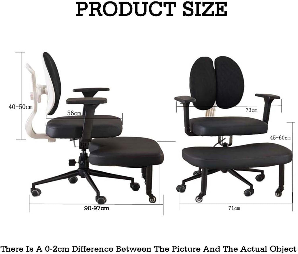 Rolling Cross-Leg Chair,Kneeling Chair with Backrest,Ergonomic Posture with Armrests,45-60cm Adjustable Positions,for Office Home(Size-2)