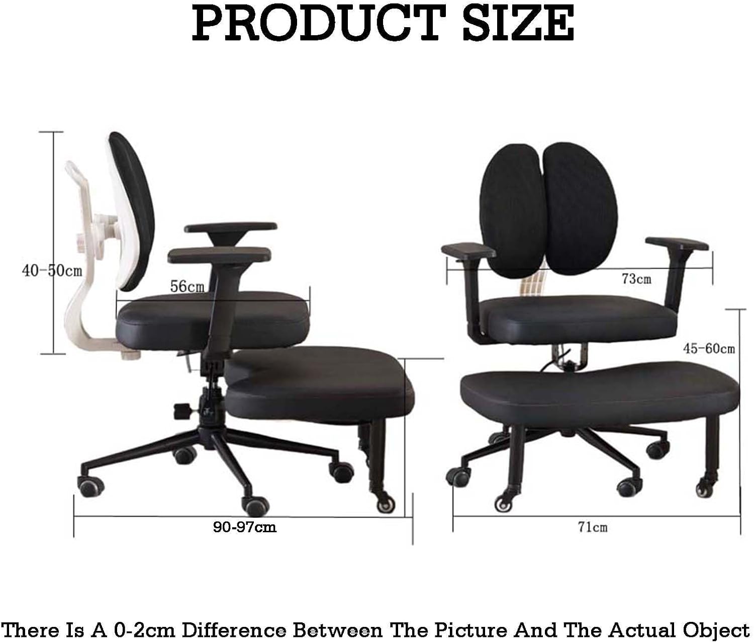 Rolling Cross-Leg Chair,Kneeling Chair with Backrest,Ergonomic Posture with Armrests,45-60cm Adjustable Positions,for Office Home(Size-2)