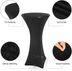 REDCAMP 24in Aluminum Folding Cocktail Table with Black Cover, Tall Round Bar Table Highboy Pub Table with Flip-Up Top for Parties Restaurant, 30" /45" Two Heights Adjustable