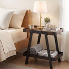 IPARTS EXPERT Farmhouse Side Table | 2-Tier Industrial A-Frame Bedroom Nightstand, Heavy Duty Load to 150 LBS Idea for Living Room, Bedroom, Entryways, Home Offices - Easy Assembly