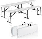 2-Pack 6FT 4cm Thick HDPE Folding Benches for Indoor/Outdoor, Picnic, Party, Camping Events, Smooth White