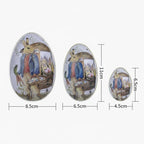 4.9" Oversized Easter Egg Tin - Vintage Bunny Gardener Metal Gift Box, Large Flower Market Themed Treat Container for Egg Hunt & Spring Decor