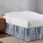 Blue Gray Ombre Bed Skirt King Size 16 Inch Drop, Adjustable Elastic Bedskirt Dust Ruffle for King Size Bed, Modern Abstract Art Oil Painting Wrap Around Bed Skirts Luxurious Pleated Bed Frame Cover