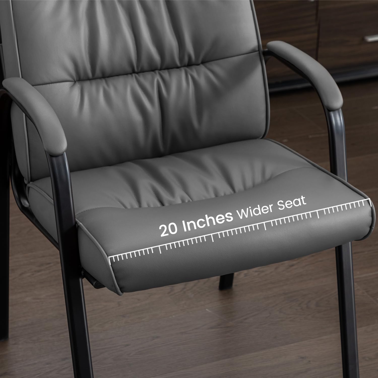 Office Guest Reception Chair Set of 2, Conference Room Chairs Waiting Room Chairs 2 Pack, Modern Leather Office Desk Chair No Wheels.