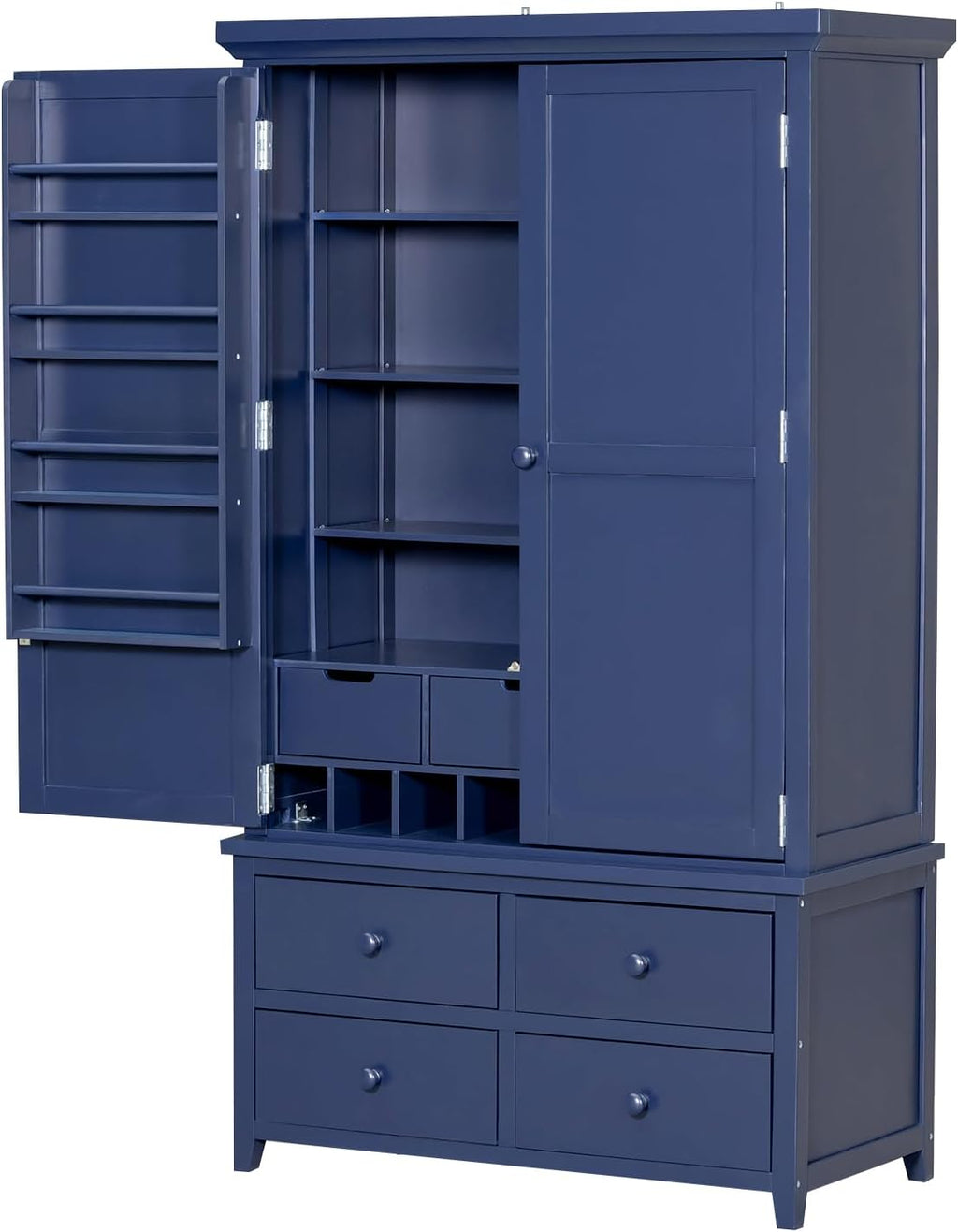 SOFTSEA 71” Kitchen Pantry with with 7 Drawers, 3 Adjustable Shelves, 8 Door Rack, Wood Storage Cupboard for Kitchen, Living Room, Blue