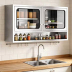 ZZV Kitchen Wall Cabinet, Stainless Steel Wall Mounted Cabinet with Adjustable Shelves, Industrial Wall Storage Cabinet for Garage, Warehouse, No Assembly Required, 11.82D x 39.37W x 27.56H in