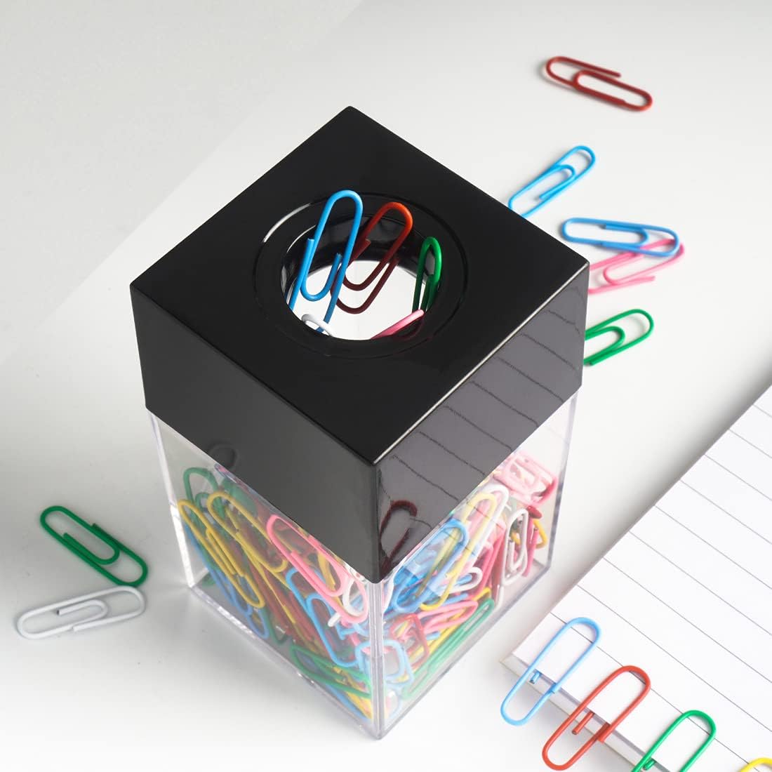 grwanpen® Extra Large Magnetic Paper Clip Dispenser – 500 Clip Capacity, Heavy-Duty Magnetic Desktop Organizer for Office, Home Office & School Supplies – Efficient Organization,Black,2-Pack