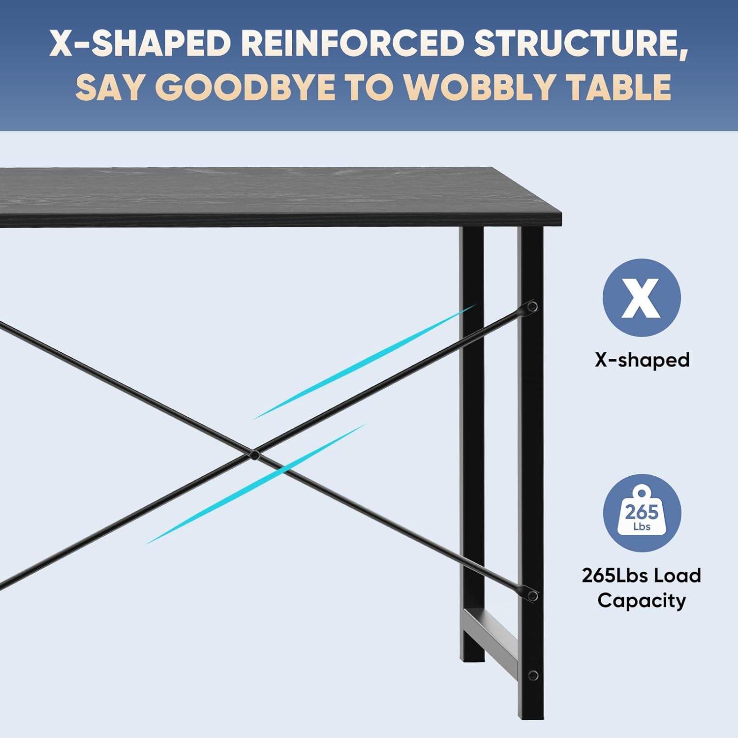 DUMOS 31 Inch Small Computer Desk for Home Office, Gaming Writing Desks for Bedroom Modern Study Work Table Simple Style Workstation with Reinforcement Structure, Black