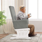 LDAILY LUARANE Hoop Glider and Ottoman Cushion Set, Wooden Rocking Nursery Chair with Cushioned Armrests Detachable Cover, Upholstered Glider with Nursing Ottoman for Napping Nursing Reading (Grey)