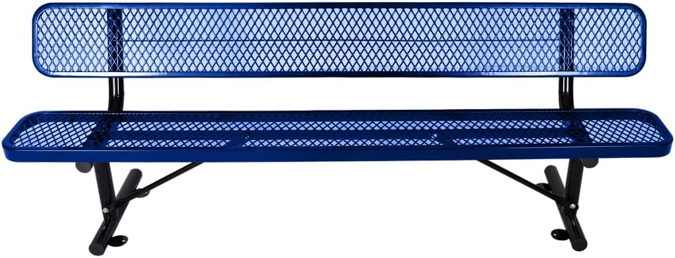 Outdoor Steel Bench with Backrest for Lawn and Patio Use 96 Inch Long Powder Coated Frame