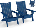 GREENVINES Folding-Adirondack-Chairs-Set-of-2 | HDPE Plastic | Arch Series | Fire Pit Chair | All Weather | for Outdoor Patio Deck Backyard Poolside | Blue