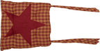 VHC Brands 14"x14" Chair Cushion for Small Dining Chairs with Ties, Burgundy Tan Star Check Plaid, Primitive Farmhouse Indoor Kitchen Seat Cushion, Set of 4