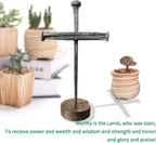 annrose Passion of Jesus Christ Crucifixion Nail Metal Cross,Jesus Christ Tabletop Crucifix,Ordination Gifts,Religious Gifts for Men Women,Religious Fathers Day Gift (Solid Wood Base)