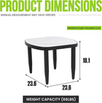 Modern Faux Marble Side Table for Outdoor/Indoor- 23.6" Patio Aluminum End Table with White Marble-Inspired Sintered Stone Top, Rounded Corners, Weatherproof & Rust-Free