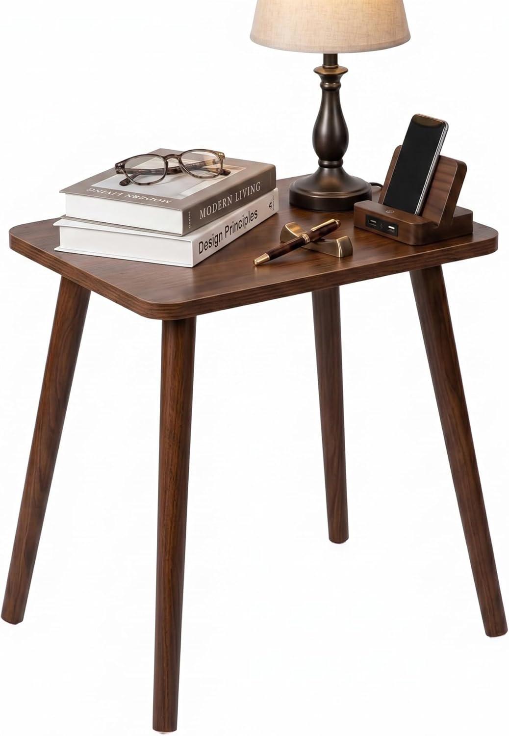 FORAOFUR Small Side Table, Modern Short End Table with Wooden Legs, Easy to Assemble Mini Living Room Table for Sofa Bedroom, Minimalist Bedside Furniture for Small Apartments and Limited Spaces Brown