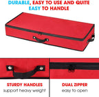 Wrapping Paper Storage Container | Under Bed Gift Wrap Organizer for 30 Inch Rolls | 31”x13.5”x4.5” | 600D Oxford Material | Box Holder with Pockets for Ribbon, Bows, and Accessories (Red)