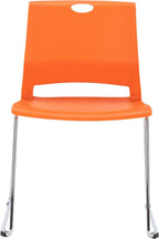 Sidanli Orange Stacking Chairs for Classroom, Plastic Stackable Chairs for Conference Room, Orange Chairs Set of 4.