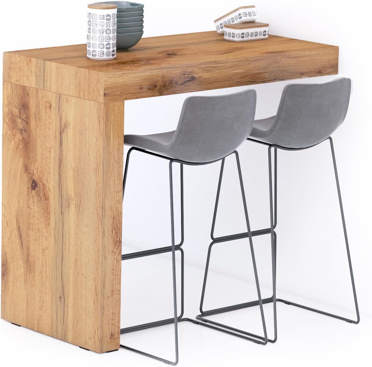 Mobili Fiver, Evolution Kitchen Peninsula 47.2 x 23.6 in, Rustic Oak, Made in Italy