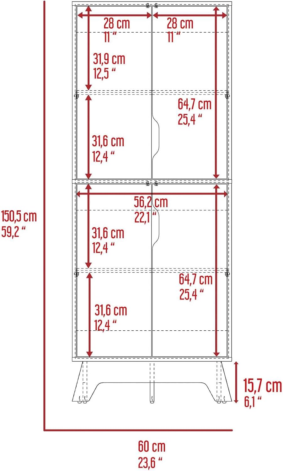 Zurich Double Kitchen Pantry, Double Door Cabinet, Four Shelves