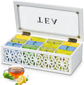 Wooden Tea Box,12 Compartments Tea Organizers and Storage,Decorative Tea Bag Holder Organizer with Clear Top for Countertop Kitchen Cabinet Pantry