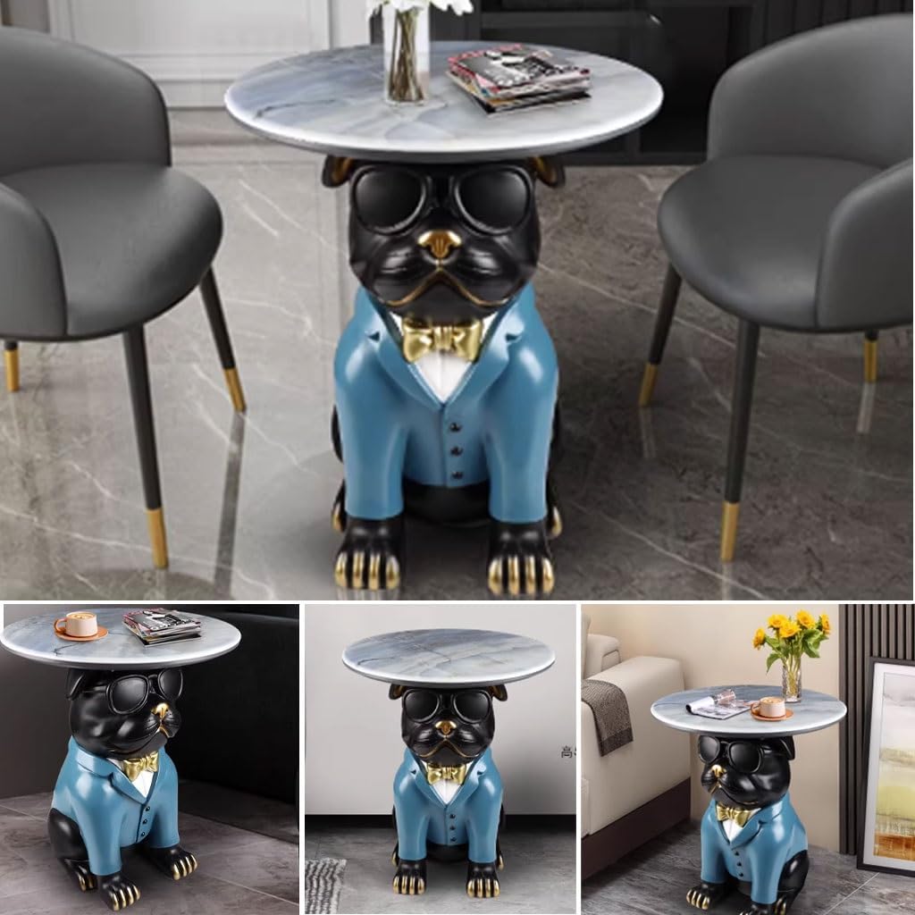Cool Bulldog Appearance Side Table, Cartoon Animal Accent Table, Small Space Decoration, Bedroom Nightstand