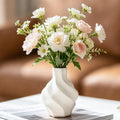 nawaza Ceramic Flower Vase Home Decor,4.9 inch Small Ceramic White Vase Farmhouse Decorative Table Vases Living Room Coffee Desk Kitchen Bathroom (Swirls)